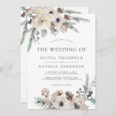 Invitation Pin d'hiver rustique Mariage végétal (Devant / Derrière)