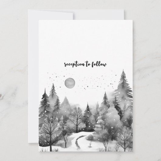 Invitation Pin d'hiver rustique neige extérieure Mariage (Dos)