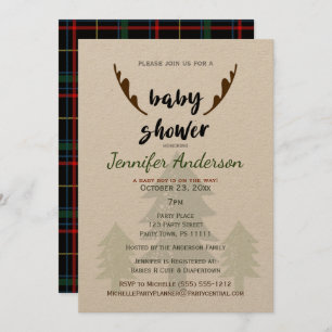 Invitation Pin et baby shower rustiques d'Antler