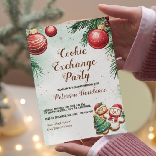 Invitation Pin et ornements Noël Échange de biscuits