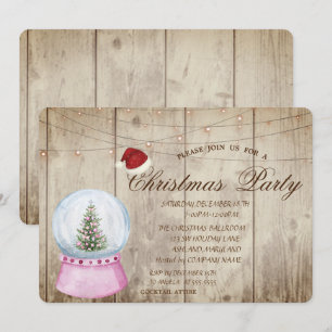 Invitation Pin,Globe,Guirlande Lumineuse,Texture Bois