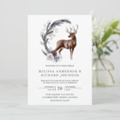 Invitation Pin grenu rustique Feuille Forêt de cerfs Mariage (Debout devant)