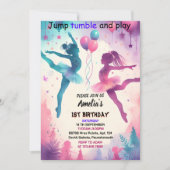 Invitation Pin moderne mignon Jump fille gymnastique 10e anni (Devant)