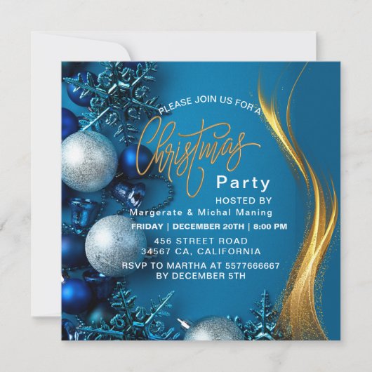 Invitation pin naval flocon de neige moderne fête de Noël d'h (Devant)