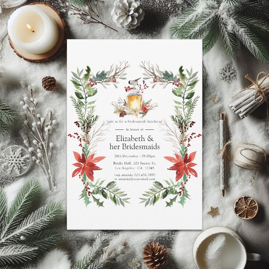 Invitation Pin neigeux et épinette Noël Bridesmaitres Déjeune
