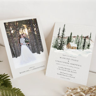 Invitation Pin neigeux Mariage hivernal rustique