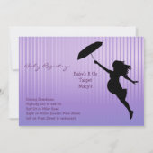 Invitation Pin-Rayée pourpre de baby shower (Dos)