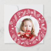 Invitation Pin rouge et vert mignon et couronne de Noël Holly (Devant)