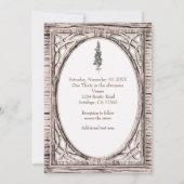 Invitation Pin rustique & Bois blanc Mariage d'hiver (Dos)