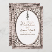 Invitation Pin rustique & Bois blanc Mariage d'hiver (Devant / Derrière)