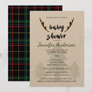 Invitation Pin rustique et Baby shower Antler