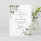 Invitation Pin rustique naturel vert et Mariage de baies roug (Debout devant)