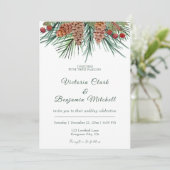 Invitation Pin rustique Verdure Noël Mariage d'hiver (Debout devant)