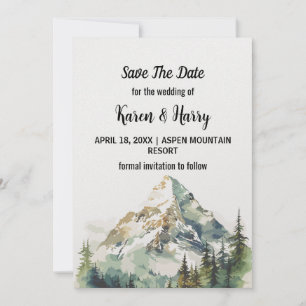 Invitation Pin Vert Montagne Sauvez La Date Art Mariage