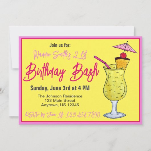 Invitation Piña Colada Puerto Rican Pineapple Cocktail Party (Devant)