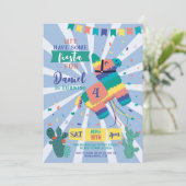 Invitation Piñata fête d'anniversaire Blue Fiesta Enfants Mex (Debout devant)