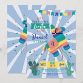 Invitation Piñata fête d'anniversaire Blue Fiesta Enfants Mex (Devant / Derrière)