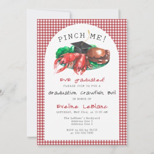 Invitation Pince-moi ! Fruits de mer Crawfish Boil Funny Grad (Devant)