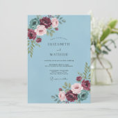 Invitation Pinceau de Fleur Bleue pour Mariage (Debout devant)