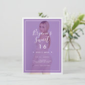 Invitation Pinceau de photo violet superposition 2 moderne Sw (Debout devant)