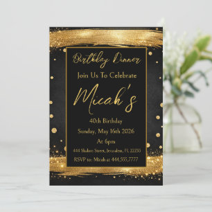 Invitation Pinceau Luxe Moderne Premium Luxe Points Noirs Dor