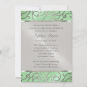 Invitation Pinces à menthe vertes et argentées Quinceanera (Devant)