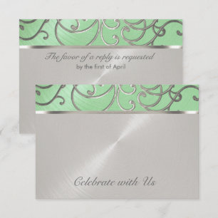 Invitation Pinces à menthe vertes et argentées Quinceanera