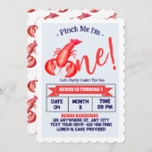 Invitation Pinch Me, I'm One Lobster Boy 1st Birthday Party (Devant / Derrière)
