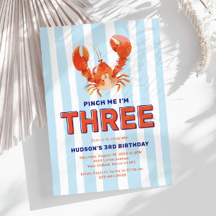 Invitation Pinch Me Je suis trois homard 3e anniversaire