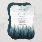 Invitation Pine Arbre Aquarelle Forêt Mariage rustique (Devant / Derrière)