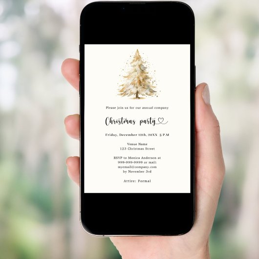 Invitation Pine arbre neige QR code société Noël fête