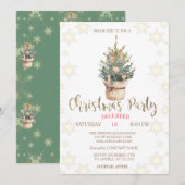 Invitation Pine Arbres Ornements Snowflakes Noël Fête (Devant / Derrière)