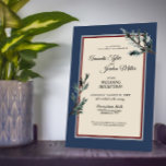 Invitation Pine Blue Winter Wedding Reception<br><div class="desc">This Pine Blue Winter wedding reception invitation combines a classy, formal dusty blue framed border with elegant, evergreen pine tree boughs for a classic, yet rustic look. The botanical greenery foliage with calligraphy type over a beige background creates a nature focused vibe for a Christmas or forest destination marriage celebration....</div>