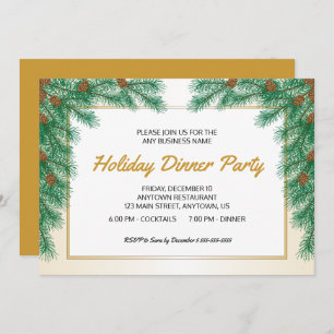 Invitation Pine Branches Business Noël Diner Fête