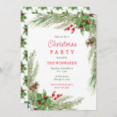 Invitation Pine Branches et Berries fête de Noël (Devant / Derrière)