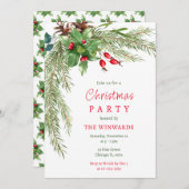 Invitation Pine Branches et Berries fête de Noël (Devant / Derrière)