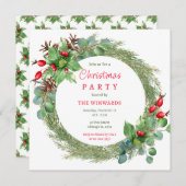 Invitation Pine Branches et Berries fête de Noël (Devant / Derrière)
