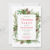Invitation Pine Branches et Berries fête de Noël (Devant)