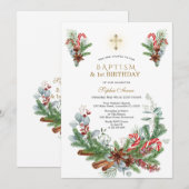 Invitation Pine cannelle Sucre de canne 1er anniversaire & Ba (Devant / Derrière)