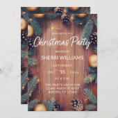 Invitation Pine Cone & Or Ornement de Noël Rustique (Devant / Derrière)