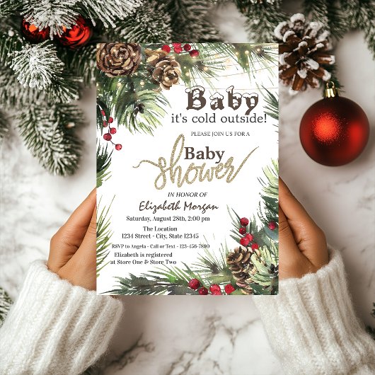 Invitation Pine Cônes, Arbre Branches Baby shower