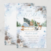 Invitation Pine cones Blue Snowflake Truck Baby Shower (Devant / Derrière)
