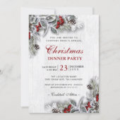 Invitation Pine Cônes Branche Russe Dîner de Noël (Devant)