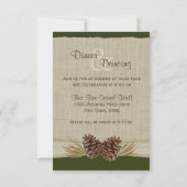 Invitation Pine Cones et Burlap Green Réception (Dos)