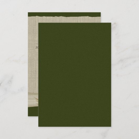 Invitation Pine Cones et Burlap Green Réception (Devant / Derrière)