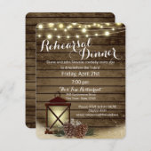 Invitation Pine Cones et Lantern Rustique Dîner de répétition (Devant / Derrière)