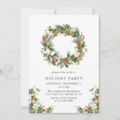 Invitation Pine Cones Fir Wreath Fête Noël (Devant)
