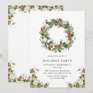 Invitation Pine Cones Fir Wreath Fête Noël