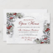 Invitation Pine Cones Holly Branche Rustique Holiday Open Hou (Devant)