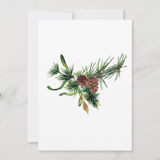 Invitation Pine Cones Holly Frame Noël Fête Brunch (Dos)